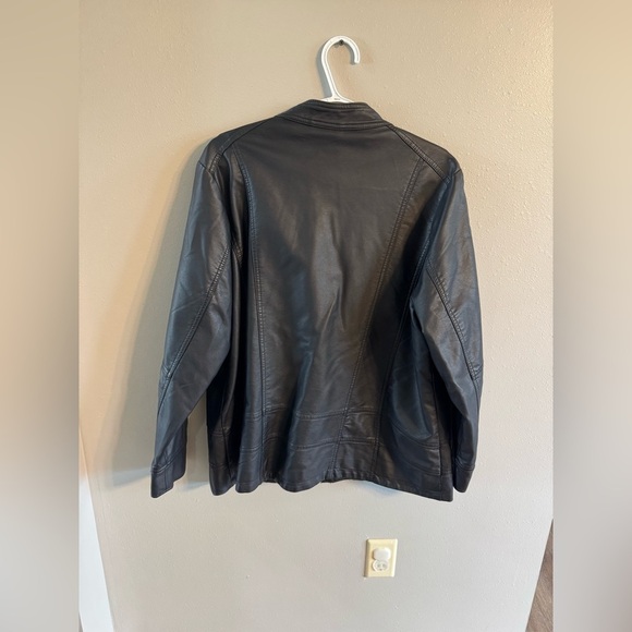 CJ Banks Charcoal Leather Jacket - Picture 3 of 4